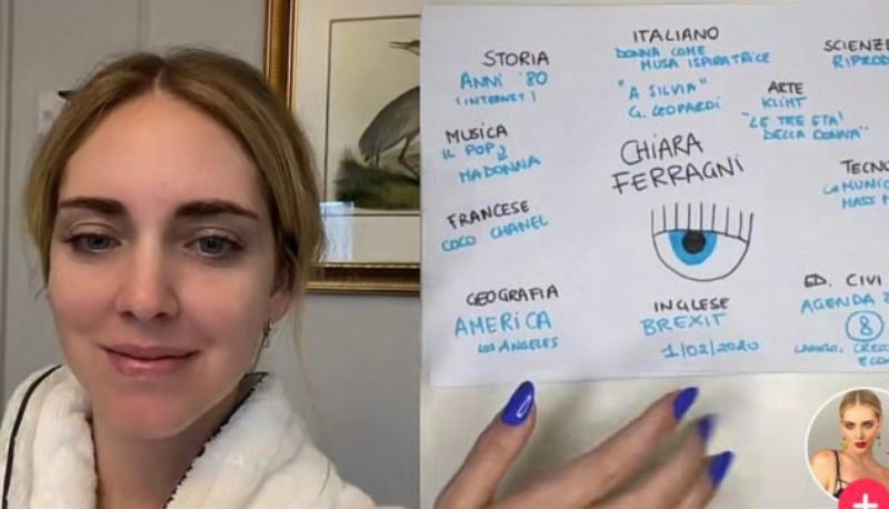 Tesina di Terza Media su Chiara Ferragni su TikTok: lei pubblica il video e risponde con un bacio
